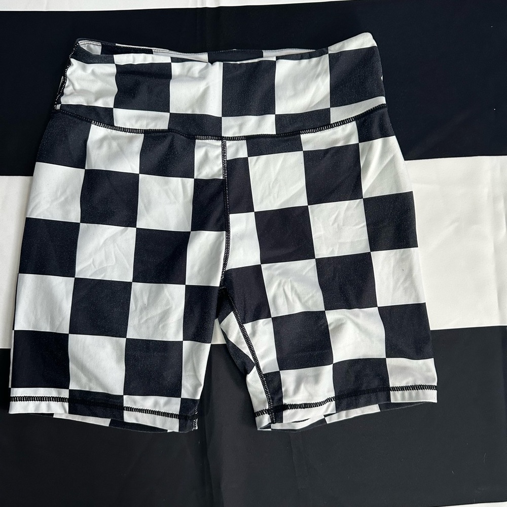 Checkered Black and White biker Shorts